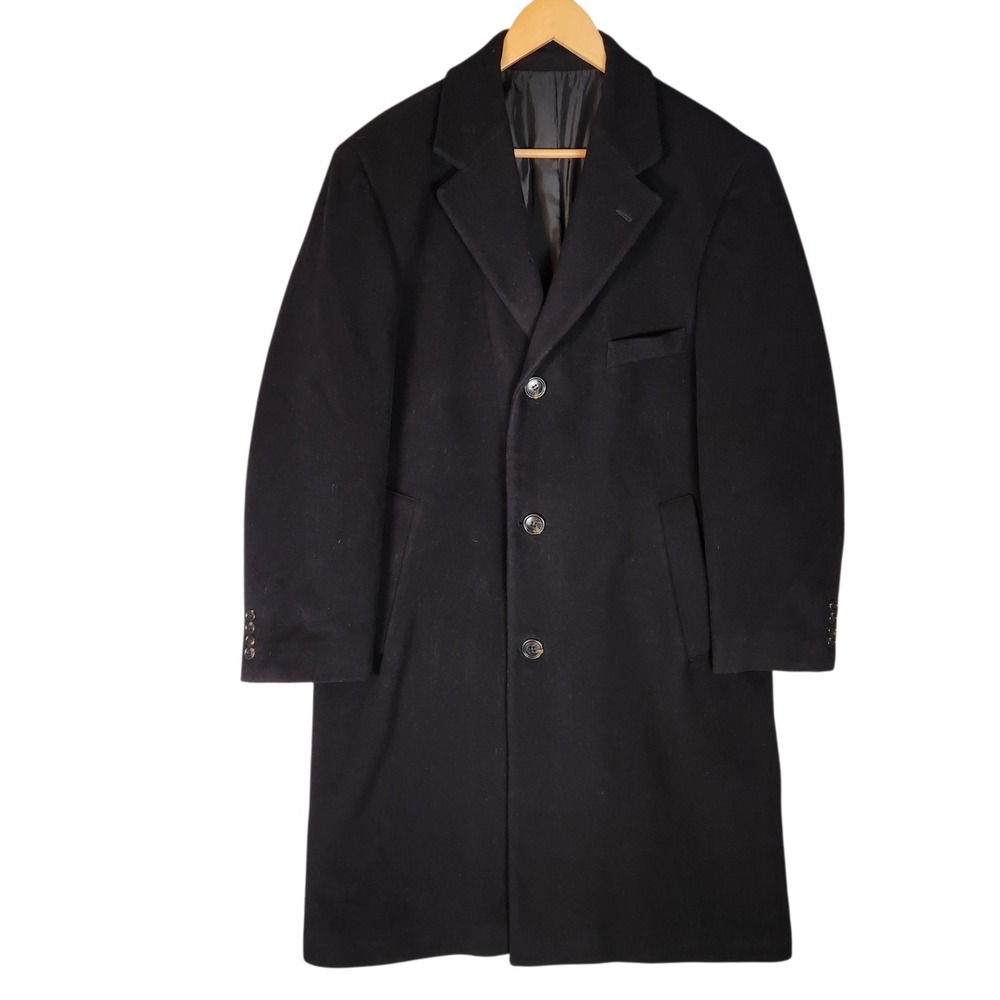 Lauren Ralph Lauren Overcoat Men's 40 Short M Black Cashmere Wool Blend
